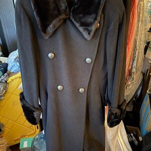 Huberman Elegant Black Double-Breasted Women's Coat - Floor Length